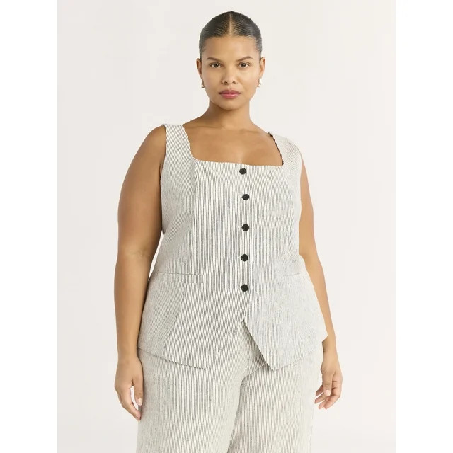 Scoop Women's and Women's Plus Linen Blend Longline Vest, Sizes XS-4X | Walmart (US)