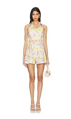 Zimmermann Pop Halterneck Playsuit in Purple Multi Floral from Revolve.com | Revolve Clothing (Global)