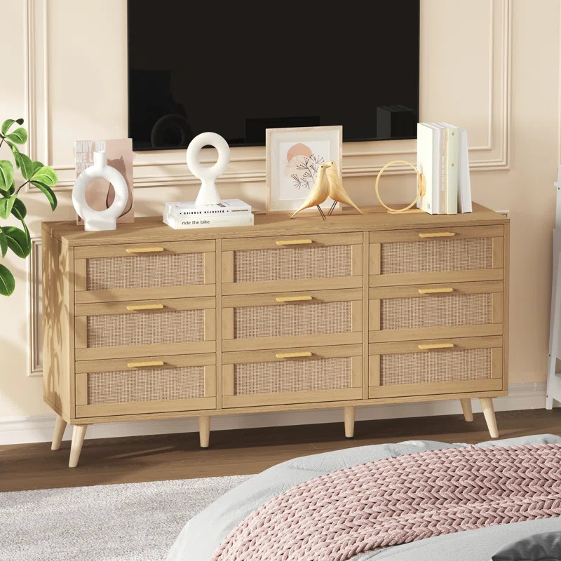 Airiona 9 - Drawer Dresser, Rattan Chest of Drawers, Modern Dresser for Bedroom | Wayfair North America