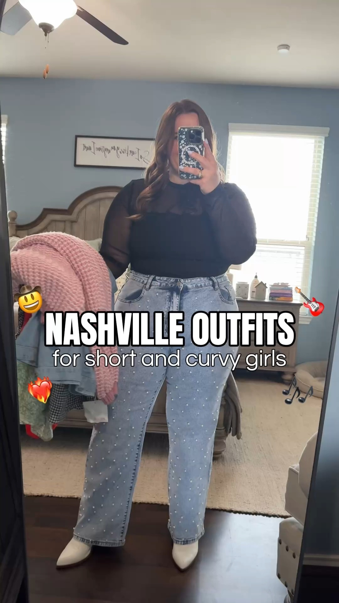 Wearing an xxl in the black long sleeve top, white skirt and pink cardigan. Wearing an xl in the pearl flare jeans, denim top, and black checkered romper (if you have a long torso it may not fit right). I’m 5’1 and typically a size 16. All of these are curvy girl/mid-size/ size 16 friendly. They are perfect for Nashville, a country concert, or a trip to the rodeo! Plus they are mostly from Amazon and super affordable. 

#LTKMidsize #LTKootd #LTKPlusSize