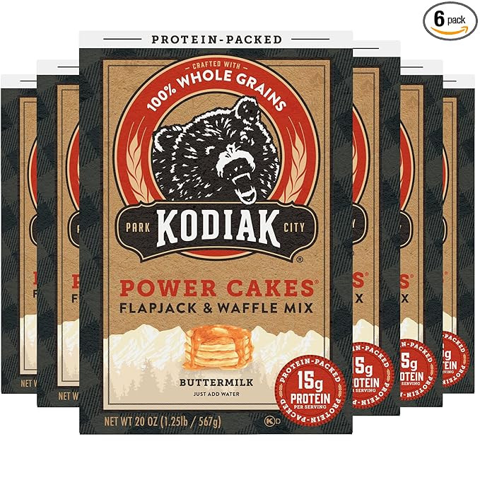 Kodiak Cakes Protein Pancake Power Cakes, Flapjack and Waffle Baking Mix, Buttermilk, 20 Oz, (Pac... | Amazon (US)