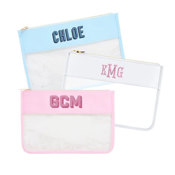Embroidered Nylon Clear Pouch | Sprinkled With Pink
