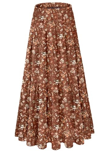 Women's Chiffon White Flowy Maxi Skirts Boho Summer Elastic Waisted Pleated A Line Long Skirt for... | Amazon (US)