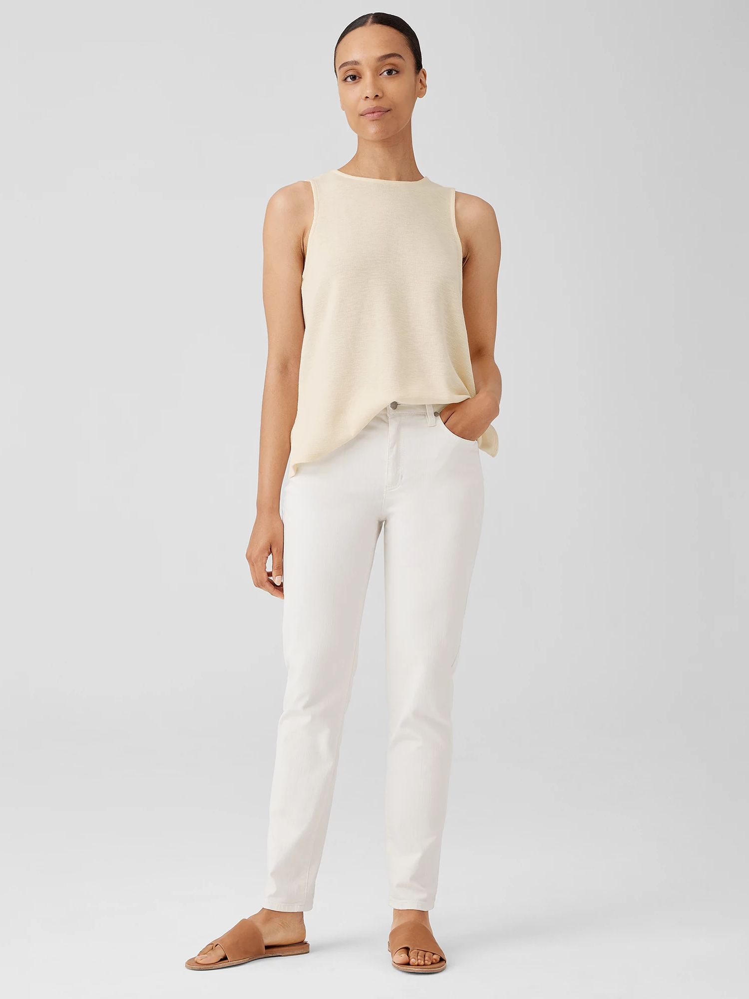 Undyed Organic Cotton Denim High-Waisted Jean | Eileen Fisher