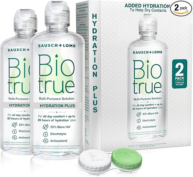Biotrue Hydration Plus Contact Lens Solution, Multi-Purpose Solution for Soft Contact Lenses, Len... | Amazon (US)