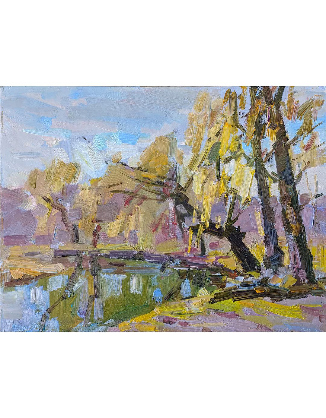 Original Oil Painting by Ukraine Artist V.pereta, by the River, Trees, Woodland Scenery Nature La... | Etsy (US)