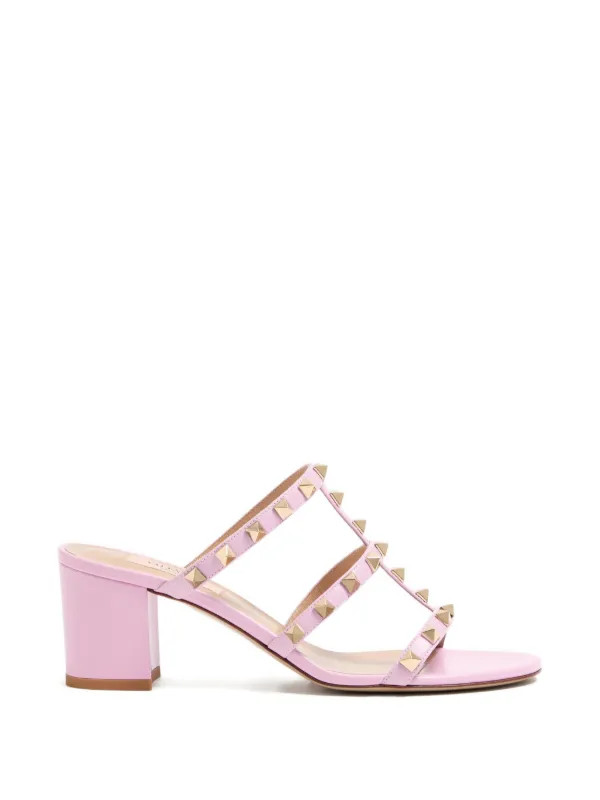 Valentino Garavani Rockstud calfskin-leather Heeled Sandals | Pink | FARFETCH CA | Farfetch Global