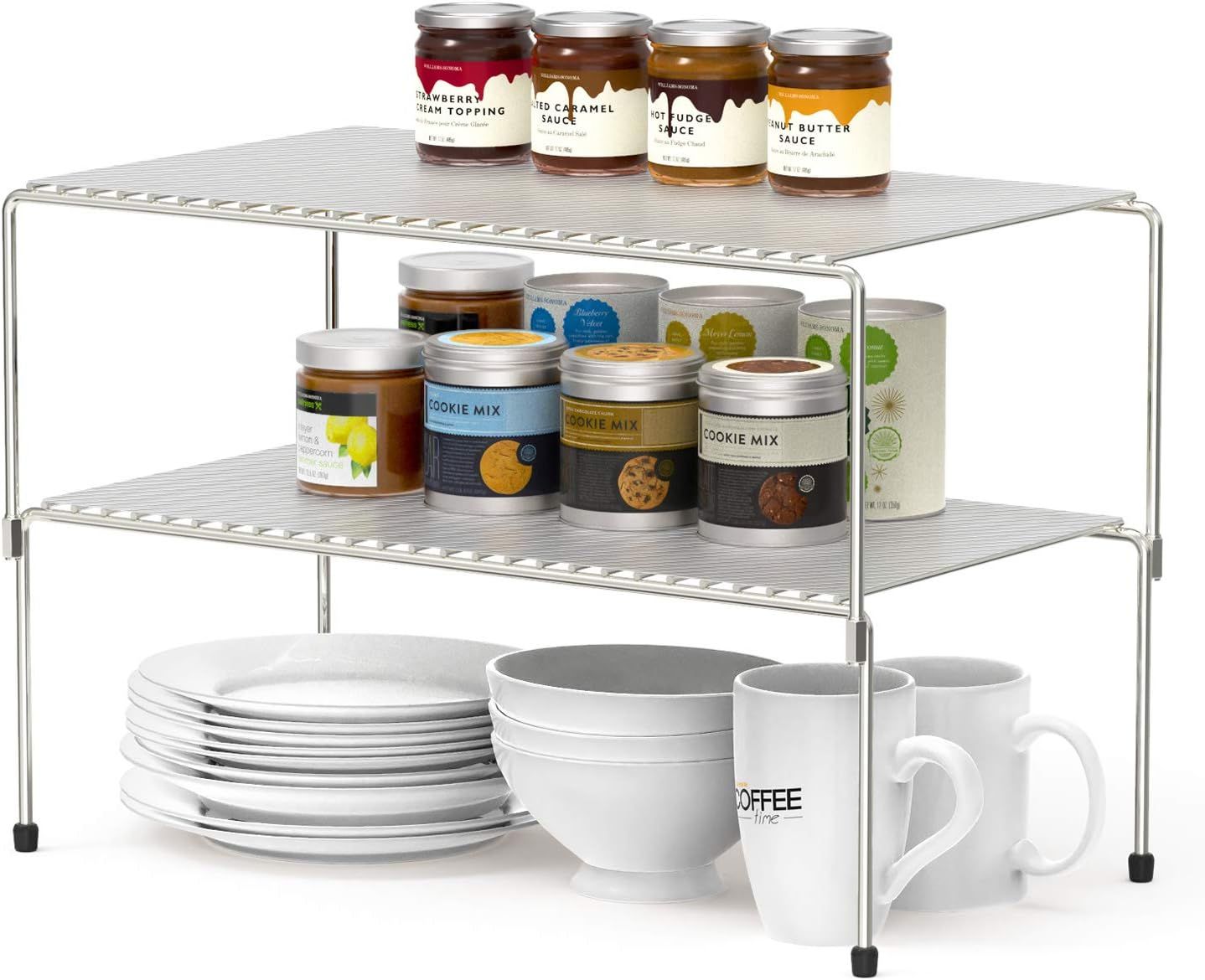 WOSOVO Set of 2 Kitchen Cabinet Organizer and Storage Shelves Stackable Expandable Storage Racks ... | Amazon (US)