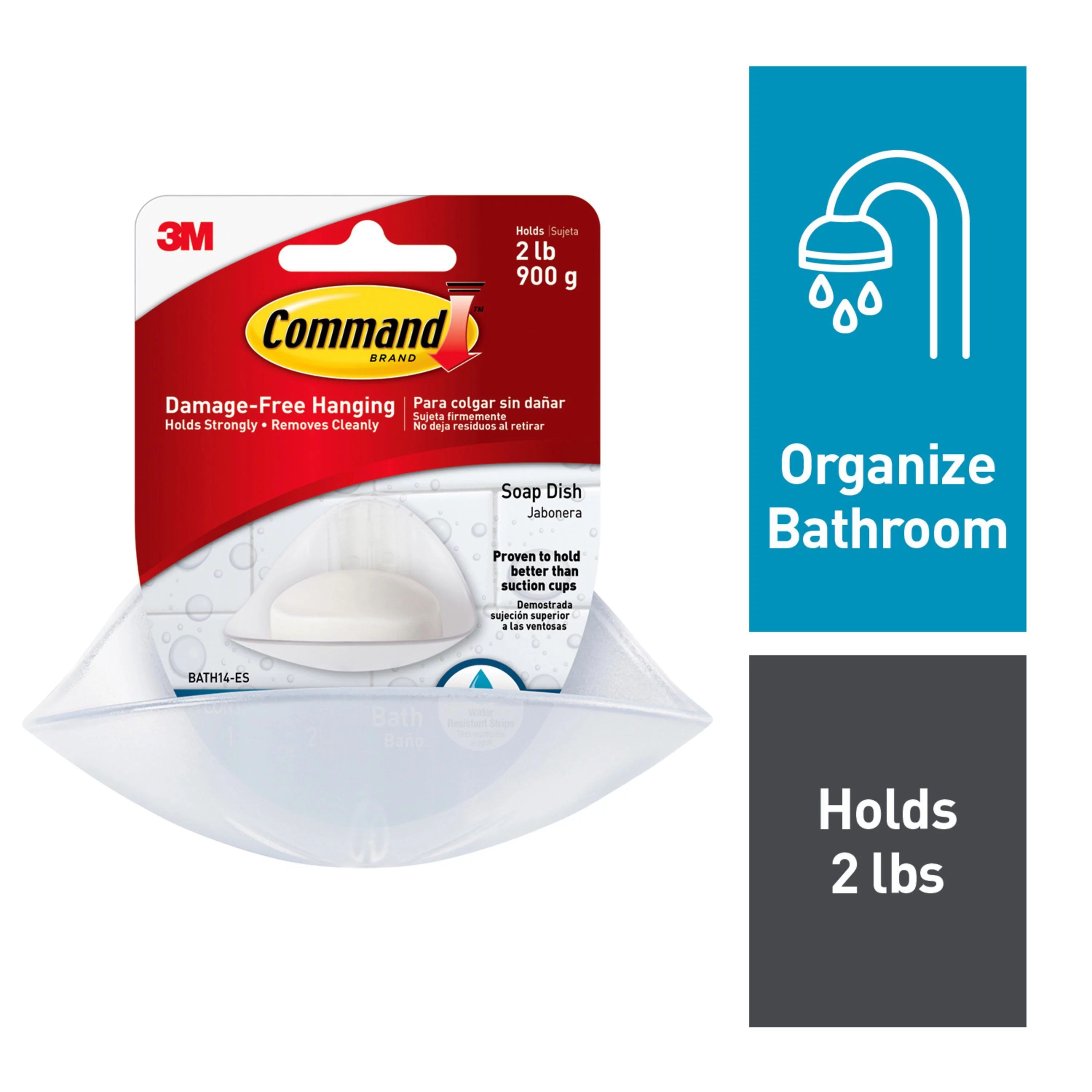 Command Soap Dish, Frosted, 1 Dish, 2 Mounting Bases, 2 Medium Strips/Pack | Walmart (US)