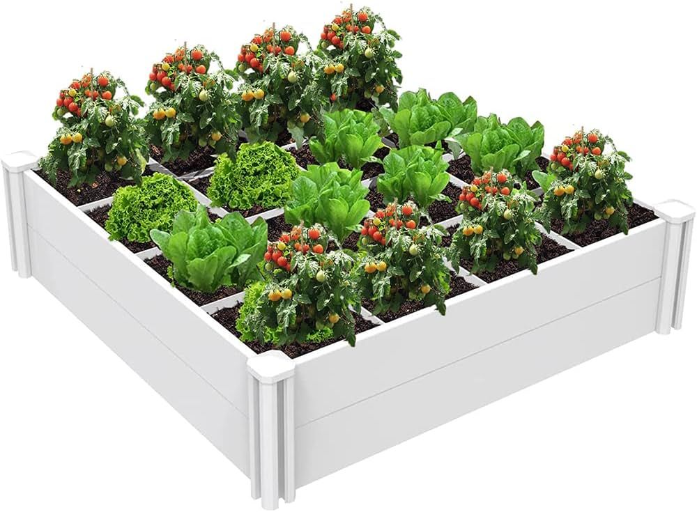 Raised Garden Bed Kit 4'x4' Outdoor Above Ground Planter Box for Growing Vegetables Flowers Herbs... | Amazon (US)