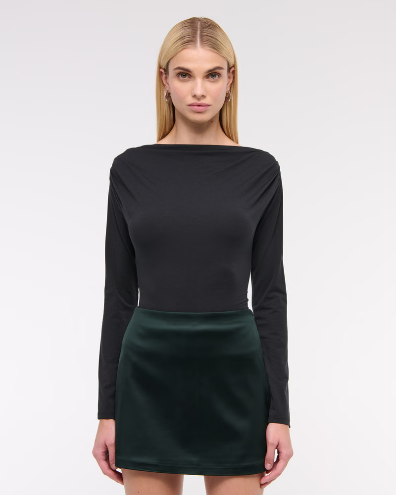 Satin Sculpt Mini Skort | Abercrombie & Fitch (US)