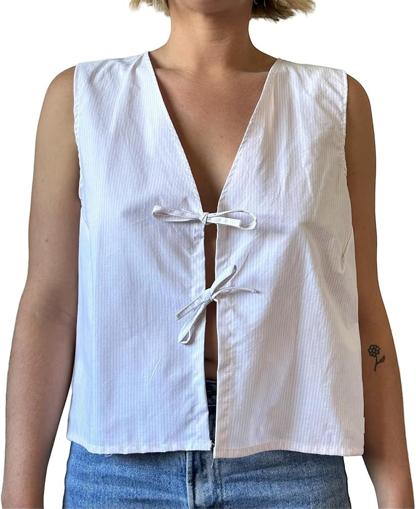 Gingham Tank Tops for Women Y2K Sleeveless Tie Front Tank Tops Vintage Plaid Vest Summer Cute Top... | Amazon (US)