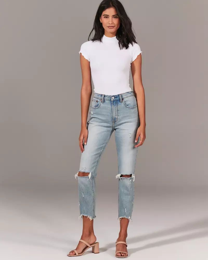 High Rise Ankle Mom Jeans | Abercrombie & Fitch US & UK