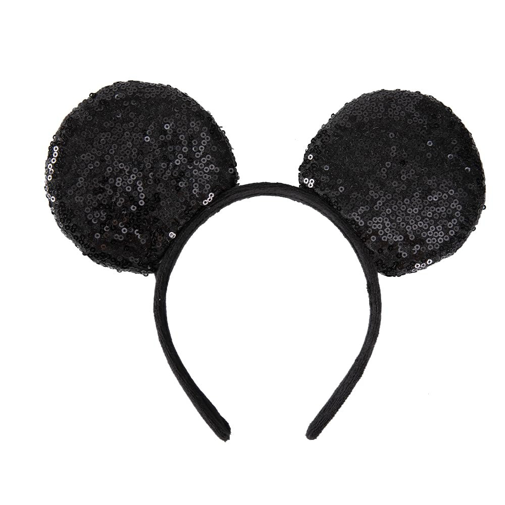 JIAHANG Classical Black Mouse Ears Headband with Sequins, Festival Party Decoration Groom Ears Hairband Fashion Hair Accessories for Unisex Adult Kids (3D-black ear) | Amazon (US)