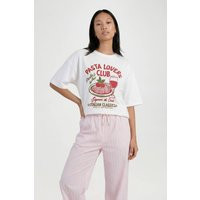 boohoo Dames Pasta Lovers Club Bedrukt T-shirt | Wit | Maat: Medium | Boohoo.com (NL)