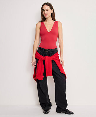 Good American Women's Scuba V-Neck Bodysuit - Macy's | Macy's
