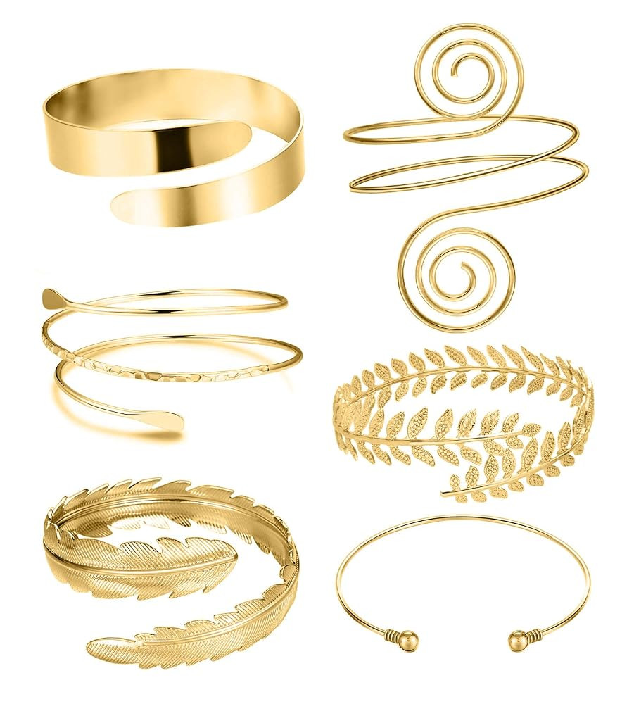 RIOSO 6 Pieces Arm Cuff Upper Arm Band Cuff Bracelet Bangle for Women Silver Gold Adjustable Armb... | Amazon (CA)