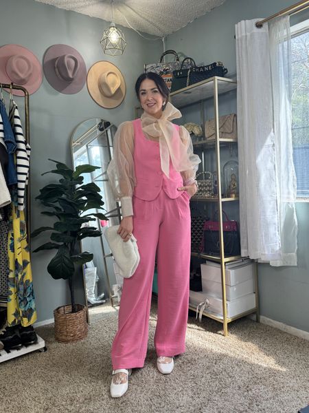 Love this pink vest + trousers combo! 

Spring outfit, menswear inspired outfit, work outfit 

#LTKmidsize #LTKfindsunder100 #LTKstyletip