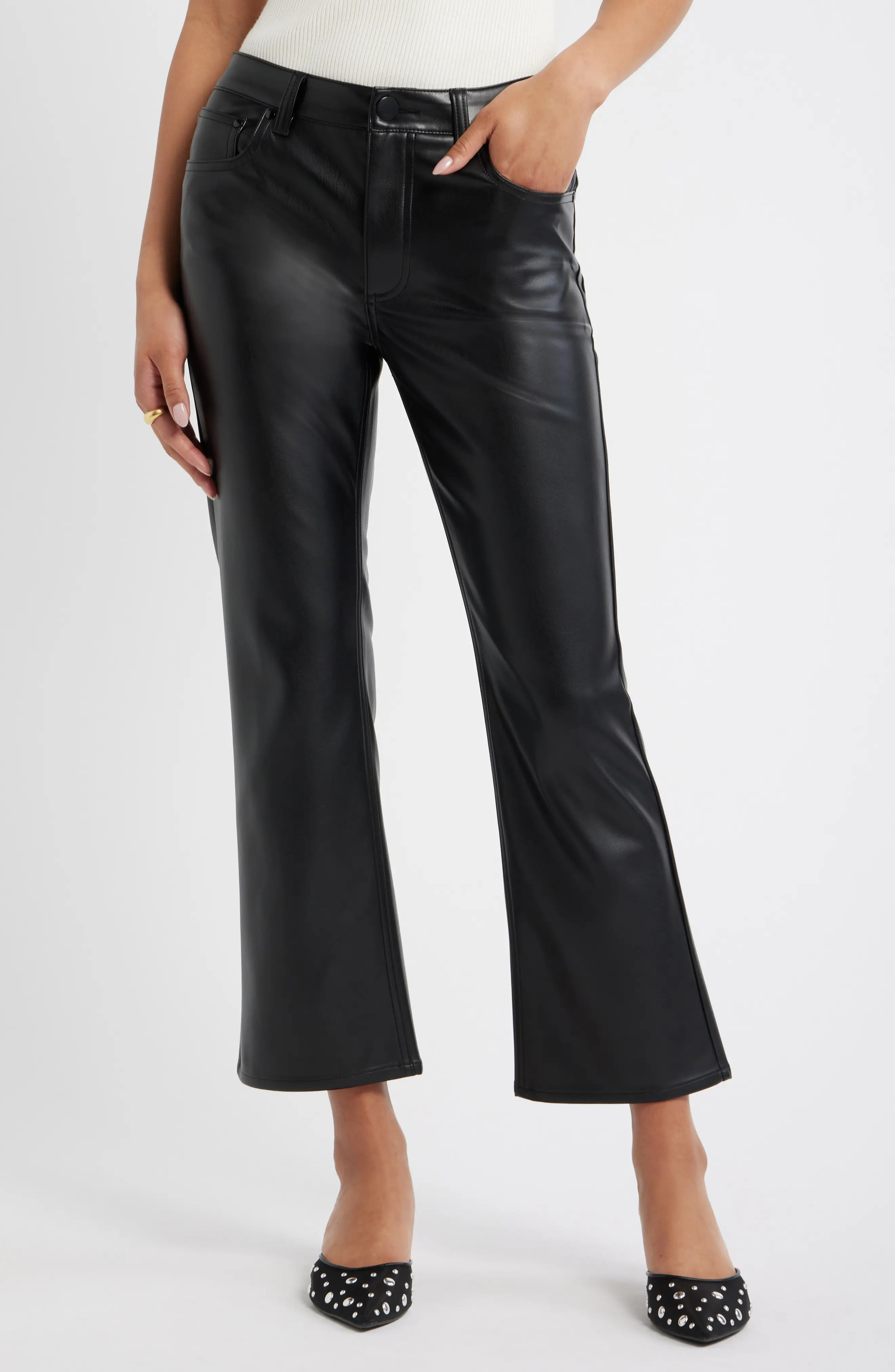 Faux Leather Kick Flare Pants (Women) | Nordstrom | Nordstrom