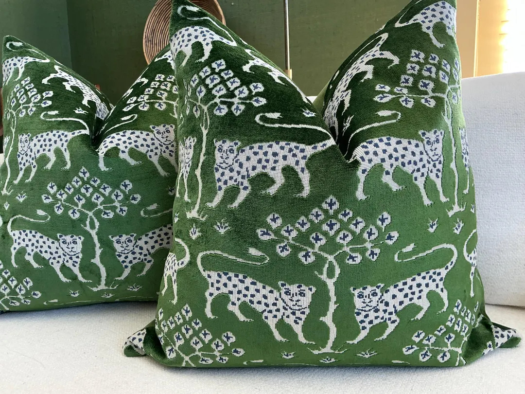 Schumacher “woodland Leopard” in Emerald Pillow Cover - Etsy | Etsy (US)