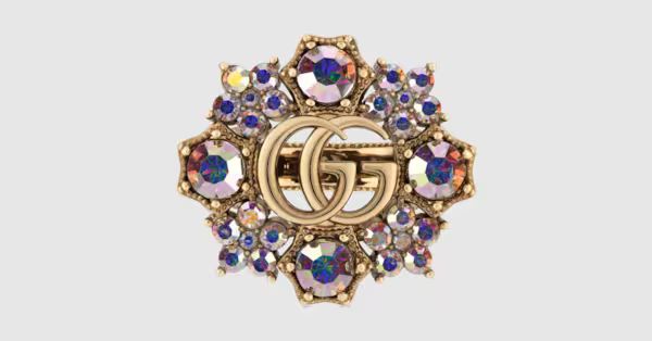 Double G crystal flower ring | Gucci (US)