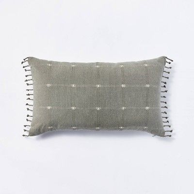 Oversized Woven Dobby Lumbar Throw Pillow Green - Threshold&#8482; designed with Studio McGee | Target