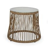 Christopher Knight Home 314996 Russell Outdoor END Table, Light Brown + Silver | Amazon (US)
