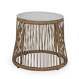 Christopher Knight Home 314996 Russell Outdoor END Table, Light Brown + Silver | Amazon (US)