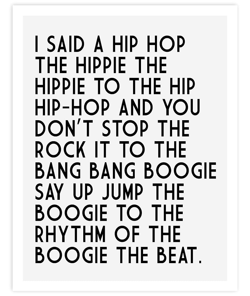 Hip Hop Lyrics Typography Quote Art Print Poster For Home & Bedroom Decor - Fun & Unique Gift for... | Amazon (US)