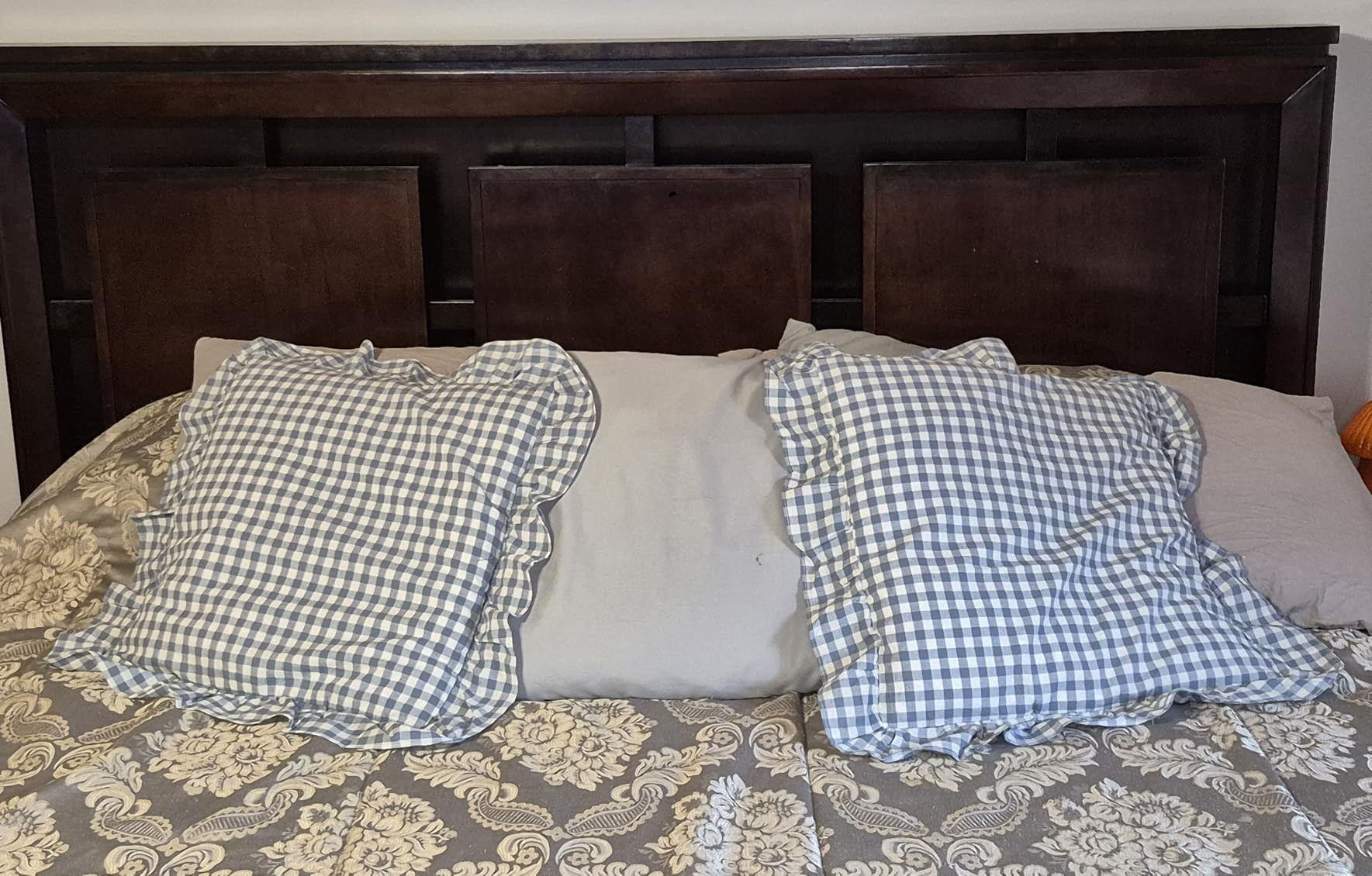 Tan Gingham Throw Pillow Covers 100% Washed Cotton Like Linen Feel Soft Comfy Ruffle Farmhouse Fa... | Amazon (US)