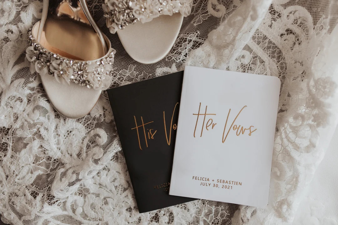 Vow Books Set of 2 | Her Vows His Vows | Black and White Vow Booklets | Color Choices Available |... | Etsy (US)