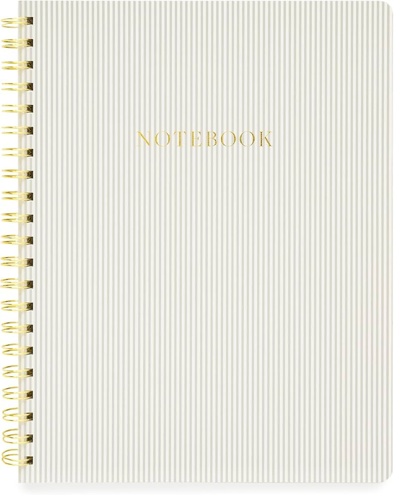 Sugar Paper Large Spiral Notebook, Grey Stripe Notebook, Spiral Bound, 80 Lined Pages, Foil Detai... | Amazon (US)