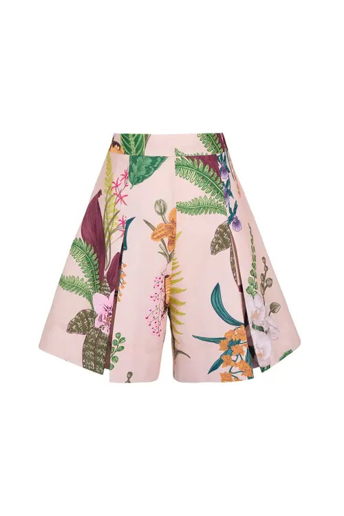 NO PISE LA GRAMA Perla Short in Jardin Print Soft Khaki at Nordstrom, Size 10 | Nordstrom