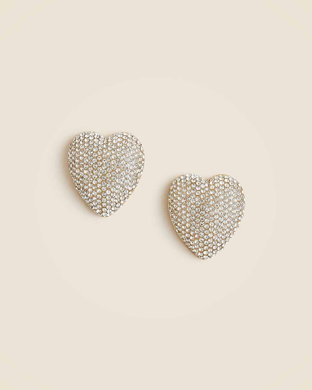 Pav&eacute;-encrusted heart stud earrings | J. Crew US