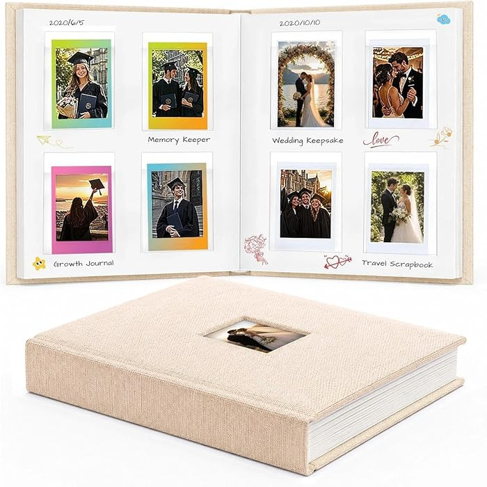 Ruibytree 128 Pockets Instax Mini Photo Album for 2x3 Pictures, Beige | Amazon (US)