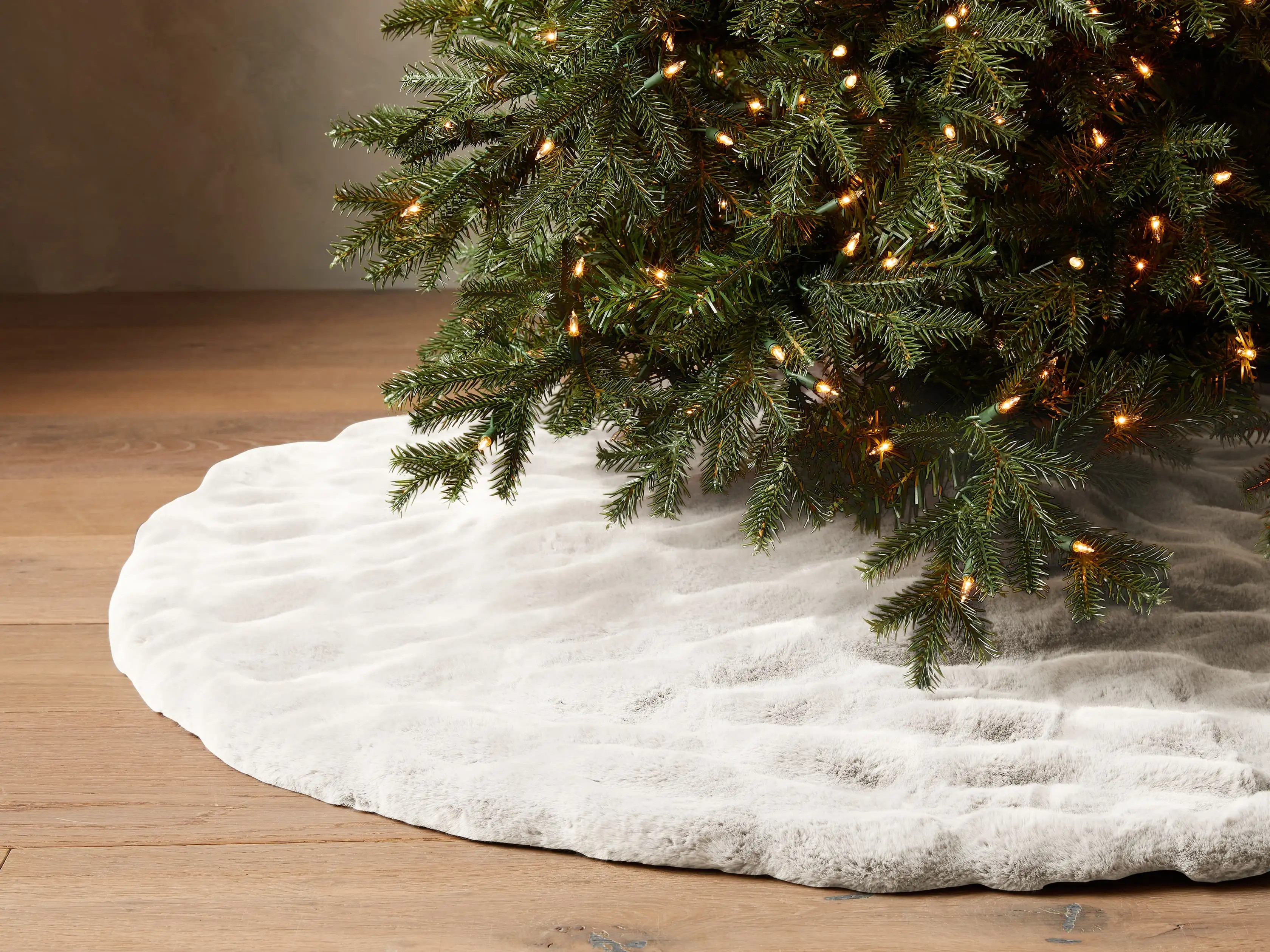 Faux Fur Ruched Tree Skirt in Ivory | Arhaus | Arhaus