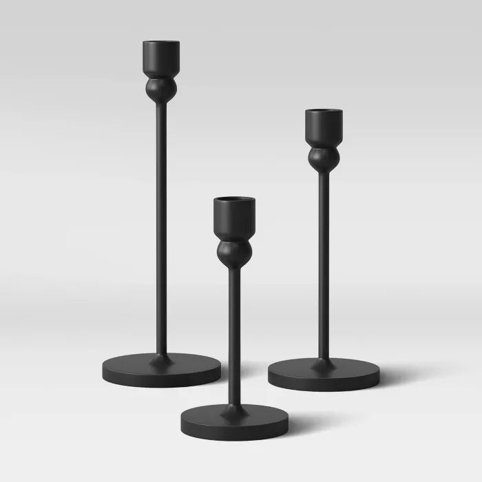 3pc Aluminum Tapered Candle Holder Black - Project 62™ | Target