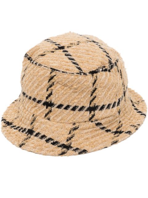ANINE BING Cami Check Woven Bucket Hat - Farfetch | Farfetch Global