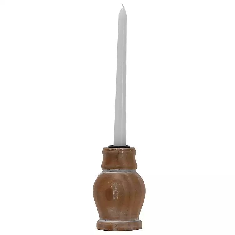 Whitewashed Wood Taper Candle Holder, 5 in. | Kirkland's Home
