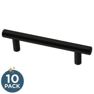 10-Pack Simple Bar 3-3/4 in. (96 mm) Modern Matte Black Cabinet Drawer Pulls | The Home Depot