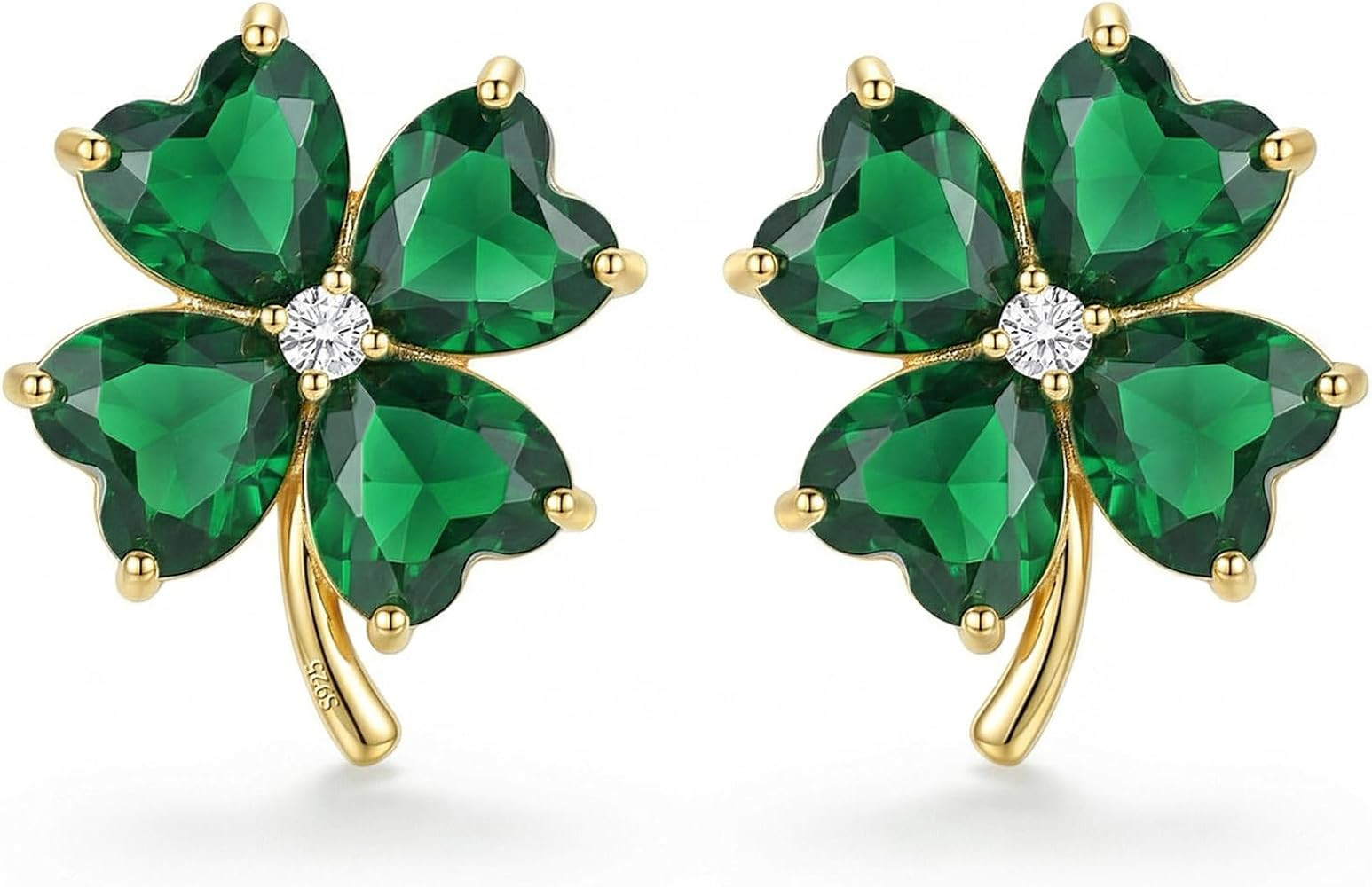 925 Silver Plated St Patricks Day Shamrock Earrings Green Heart Clover Earrings for Women Lucky S... | Amazon (US)