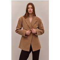 Taupe Faux Suede Cinch Waist Blazer | PrettyLittleThing UK