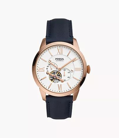 Townsman Automatic Navy Leather Watch | Fossil (US)