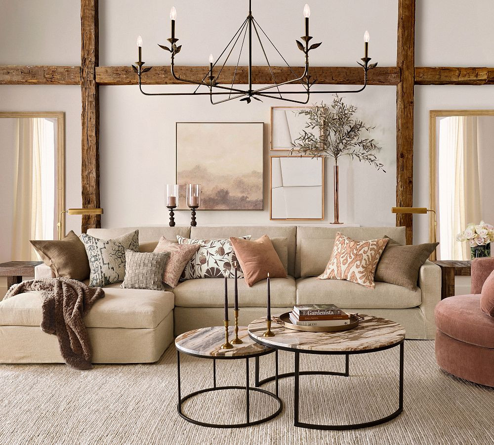 Westwood Square Arm Slipcovered Modular Sofa Chaise Sectional | Pottery Barn (US)