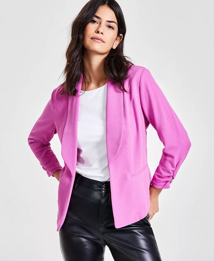 Women's Ruched 3/4-Sleeve Knit Blazer, Created for Macy's | Macy's