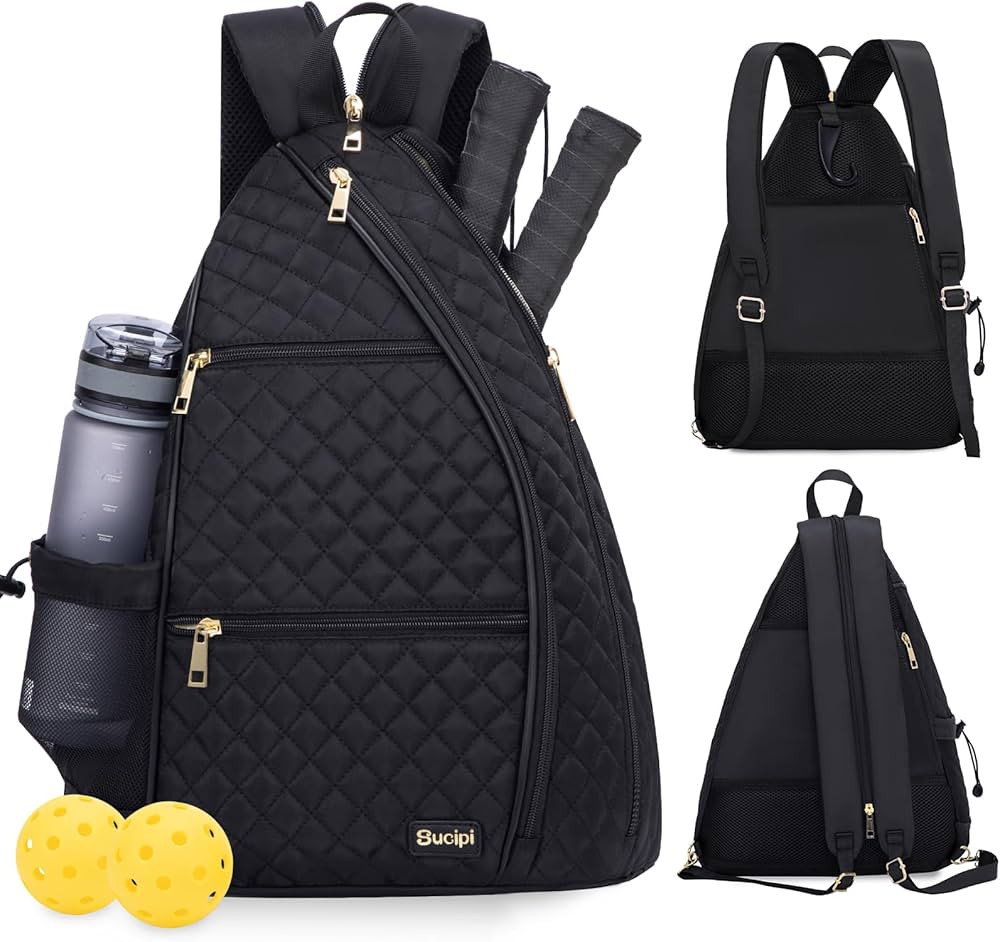 Sucipi Pickleball Bag for Women Pickleball Backpack Quilted Crossbody Sling Bag Tennis Bag Backpa... | Amazon (US)