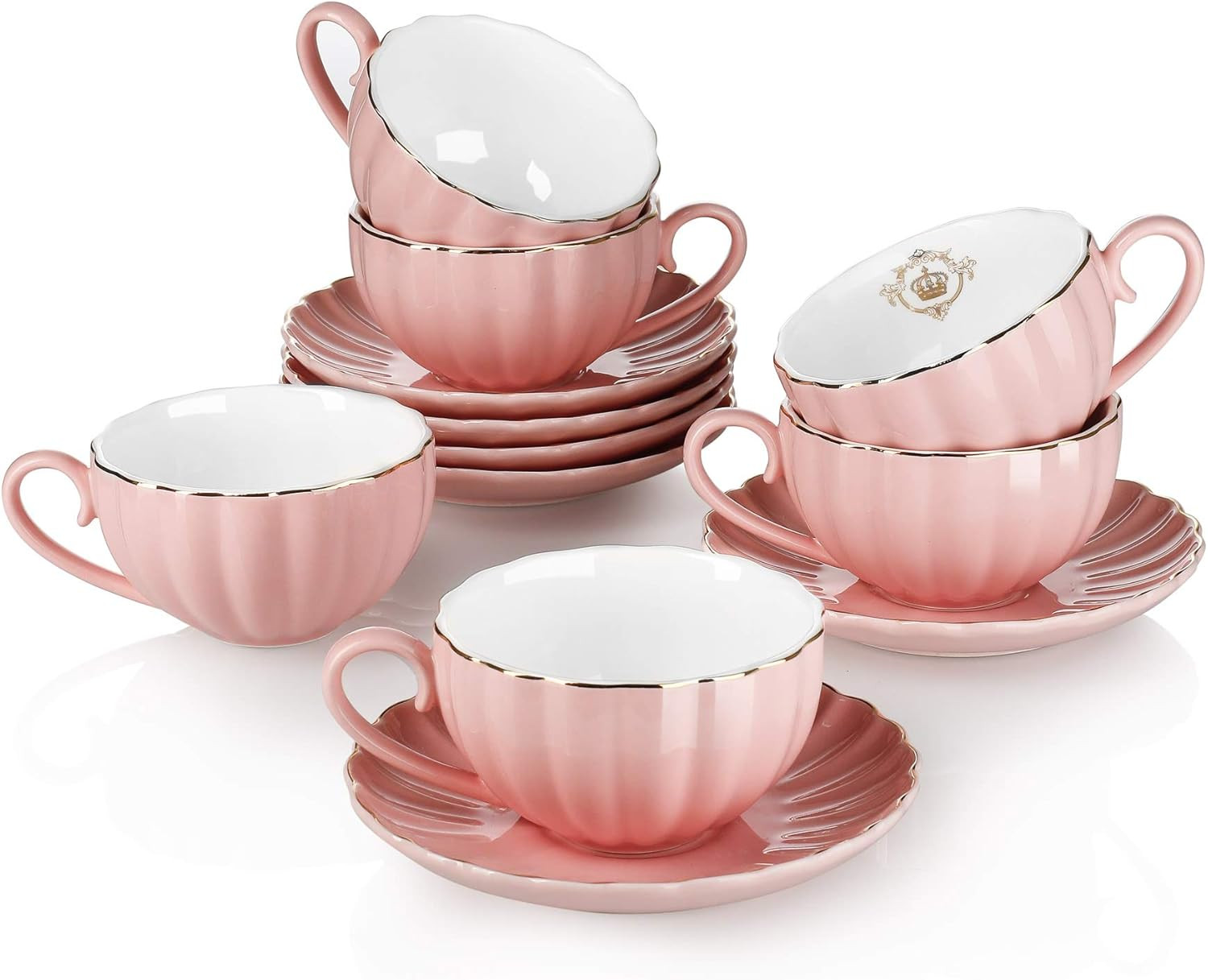 Amazingware Royal Tea Cups and Saucers, with Gold Trim and Gift Box, British Coffee Cups, Porcela... | Amazon (US)