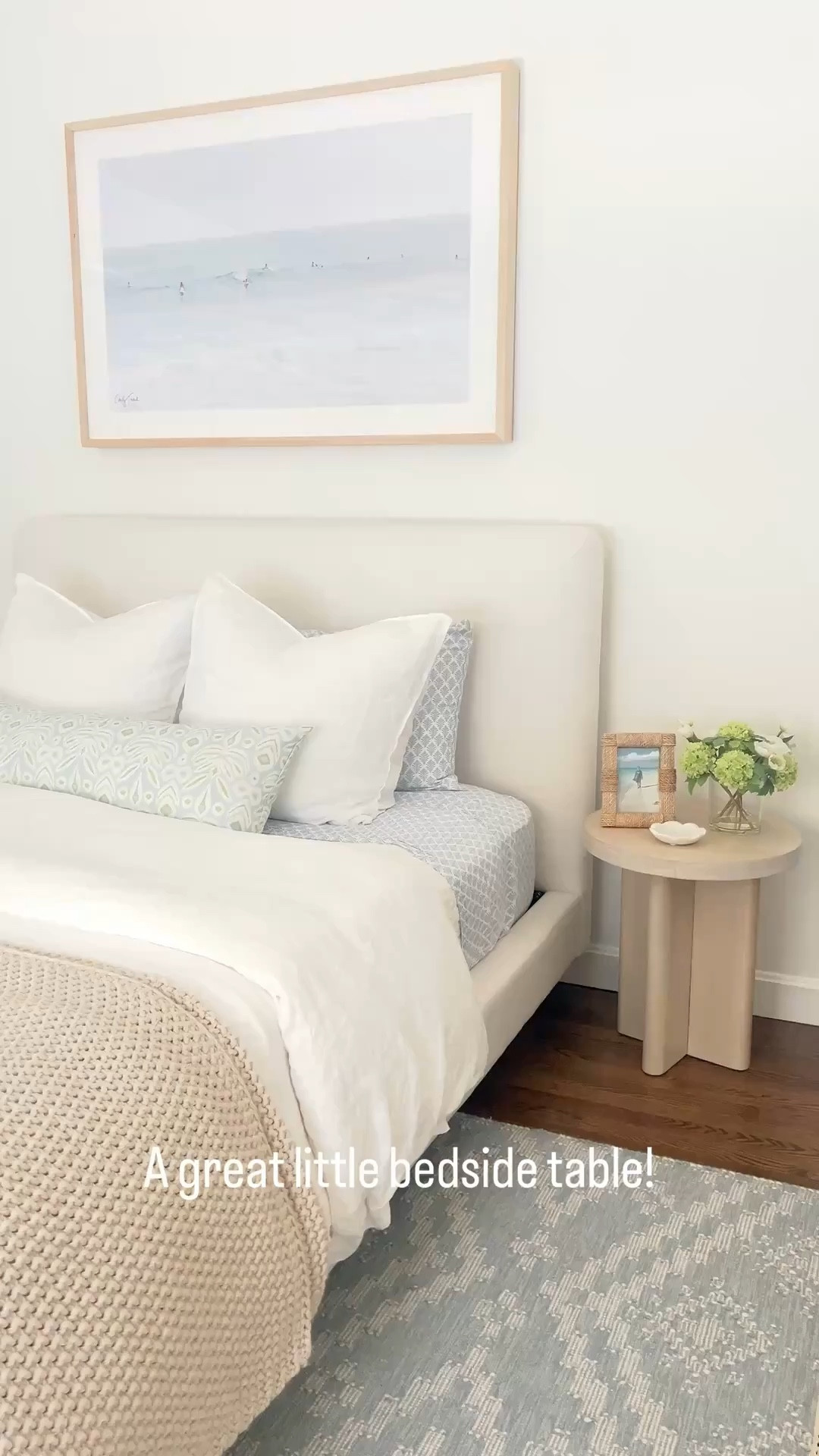 A great little table if you need one for a bedroom, living room or sitting area. It has the prettiest, light finish!
- 
coastal home decor, coastal style, coastal nightstands, light wood nightstands, round side tables, pottery barn side tables, pottery barn nightstands, small side tables, cayman side table, coastal bedroom furniture, beach house bedroom decor, beach house furniture, neutral bedroom, bedroom ideas, upholstered bed, queen size bed, pottery barn beds, platform beds, guest room decor, linen duvet cover, amazon duvet cover, white duvet cover, amazon down comforter, white linen pillow shams, duvet set, coastal artwork, artwork over bed, large artwork, beach artwork, ocean artwork, nightstand decor, side table decor, woven picture frames, amazon picture frames, marble ring dish, white quilts, pottery barn quilts, coastal bedding, white bedding, decorative bed pillows, lumbar pillow

#LTKHome #LTKSaleAlert