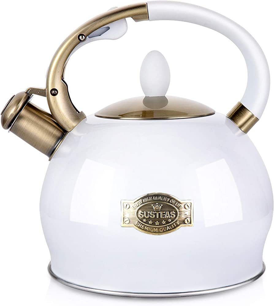 SUSTEAS Stove Top Whistling Tea Kettle-Surgical Stainless Steel Teakettle Teapot with Cool Touch ... | Amazon (US)