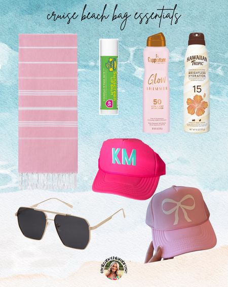 Cruise beach bag essentials!
these are my essentials that I bring with me when i’m cruising!
favorite sunnies, favorite hats for laying on the beach, towel, sunscreens, and sunscreen lip balm to protect your lips!!

cruise / boarding / coastal / summer / spring top / tank / blue / tropical / beach / island / amazon / pink lily / cruise ideas / cruise outfits / resort wear / vacation / spring break / cover up / bikini / swimwear / beach bag / vacation outfit / outfit inspo 

#LTKitbag #LTKtravel #LTKbeauty